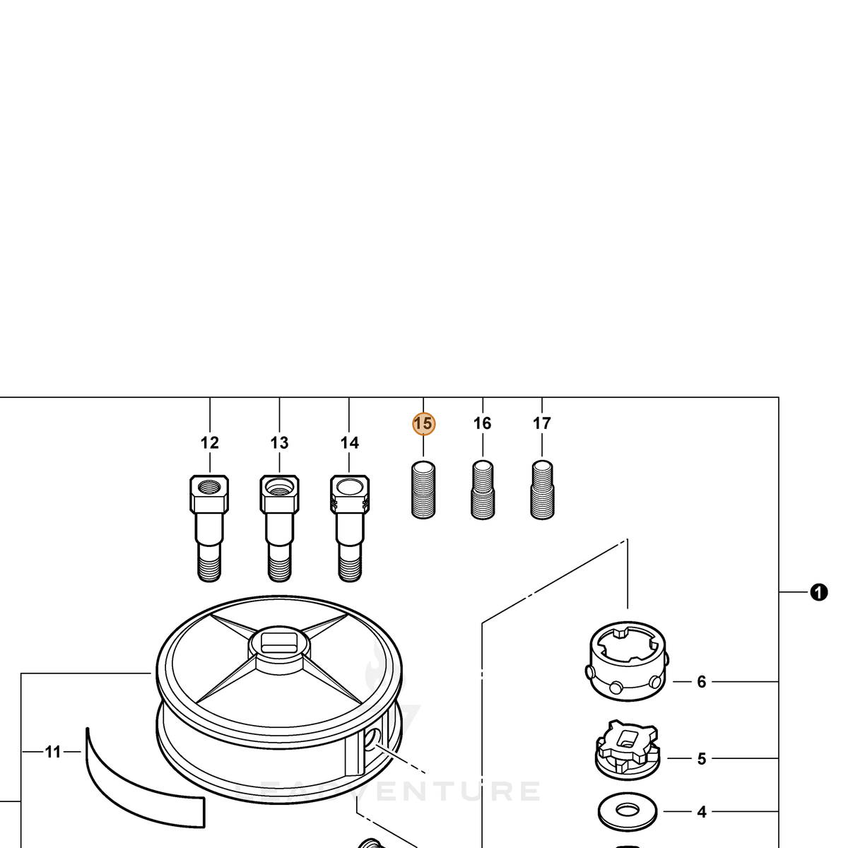 ECHO part V226000140 — IPL diagram snippet (6x zoom, amber highlight)