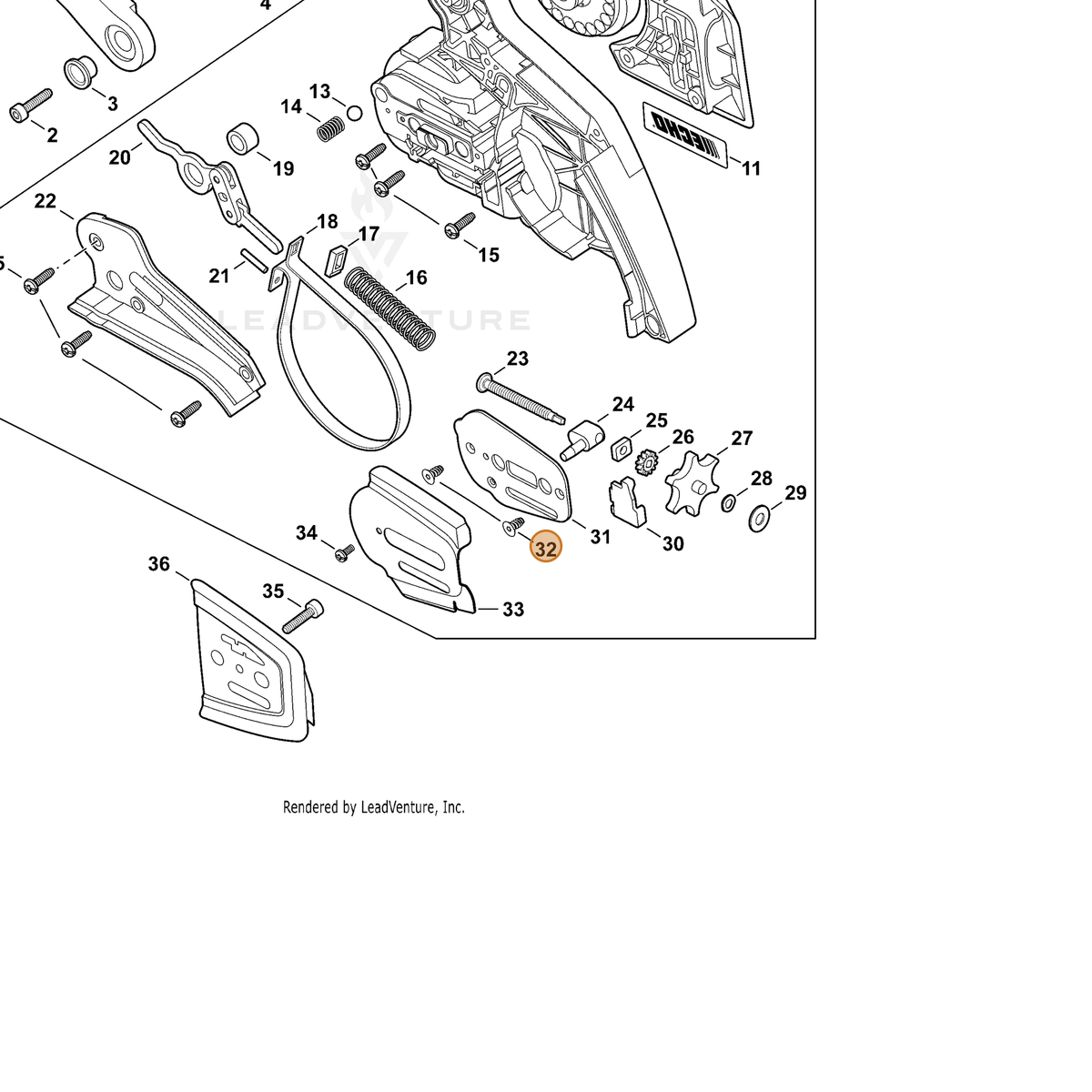 ECHO part V251000140 — IPL diagram snippet (6x zoom, amber highlight)