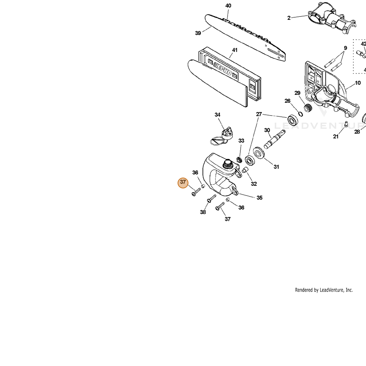 ECHO part V253000030 — IPL diagram snippet (6x zoom, amber highlight)