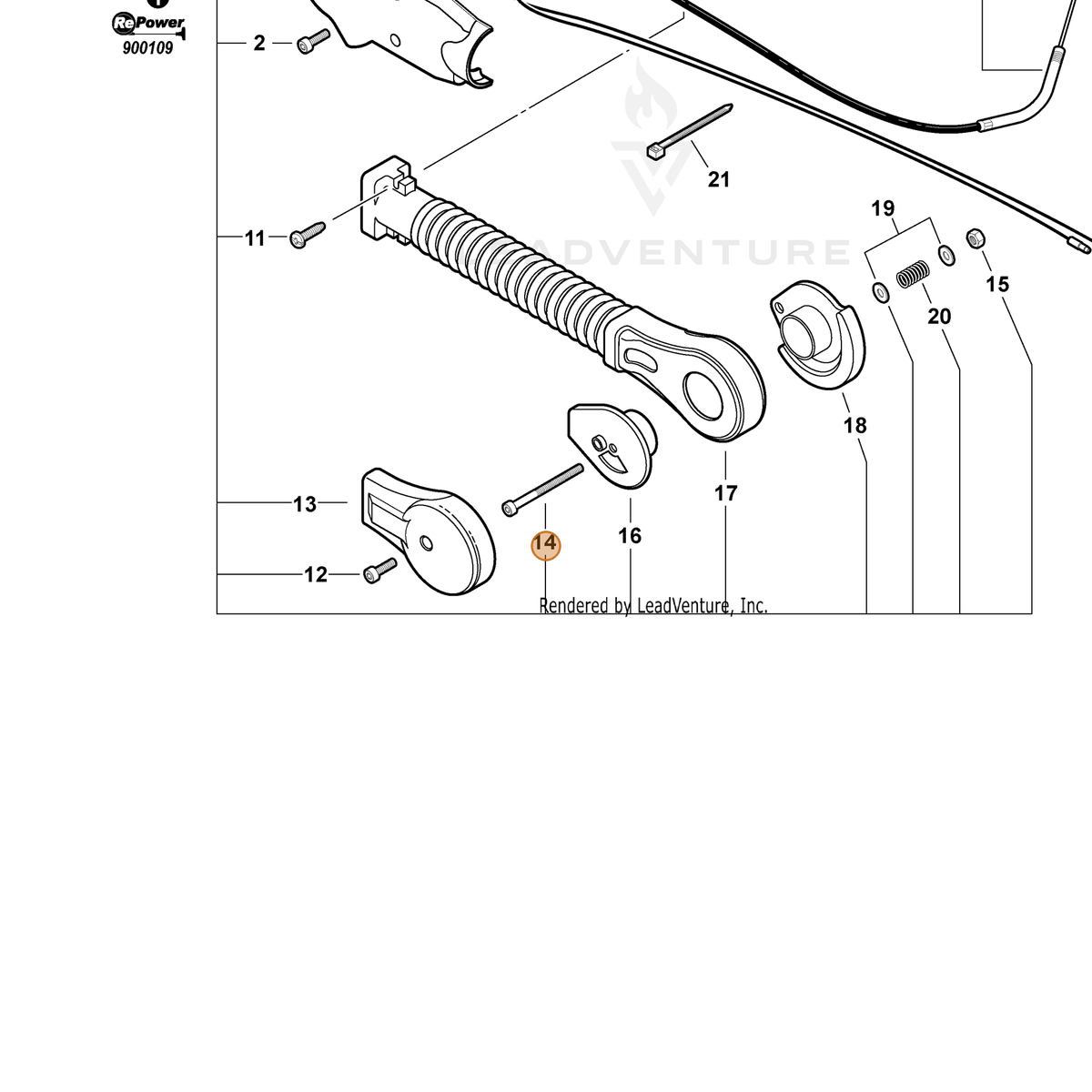ECHO part V253000110 — IPL diagram snippet (6x zoom, amber highlight)