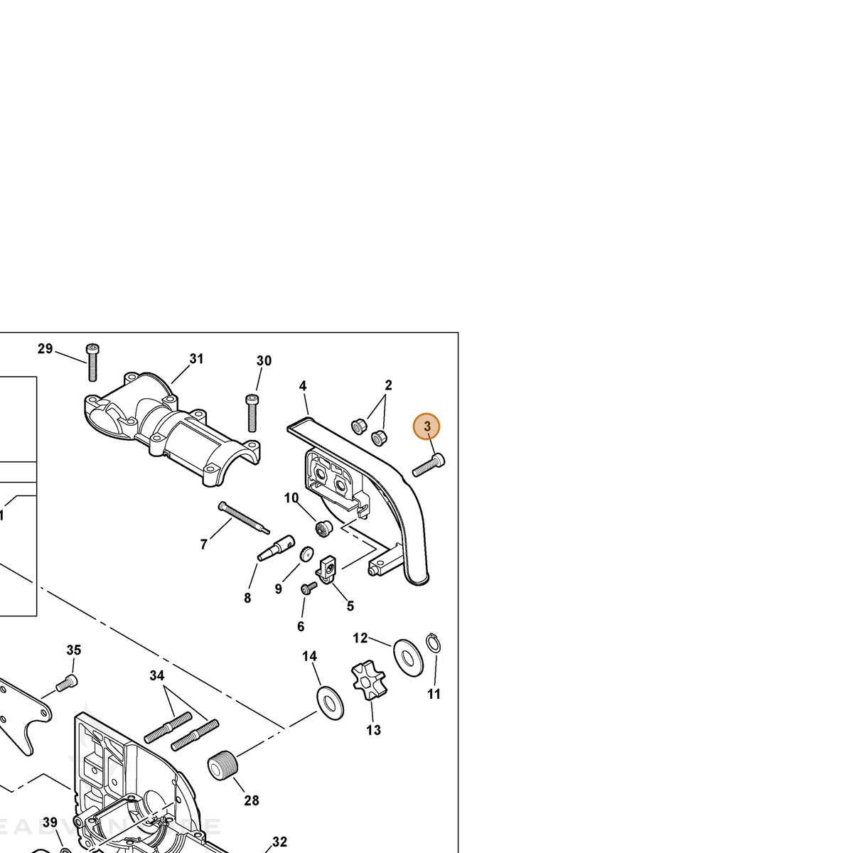 ECHO part V253000180 — IPL diagram snippet (6x zoom, amber highlight)