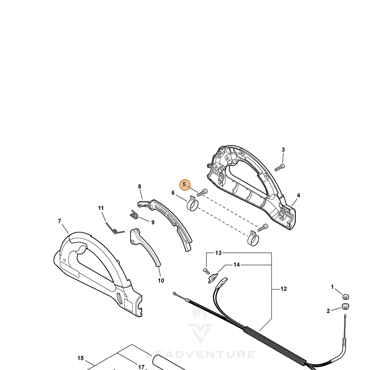 ECHO part V253000220 — IPL diagram snippet (6x zoom, amber highlight)