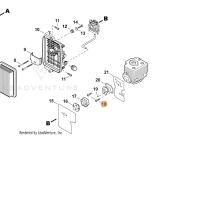 ECHO part V253001000 — IPL diagram snippet (6x zoom, amber highlight)