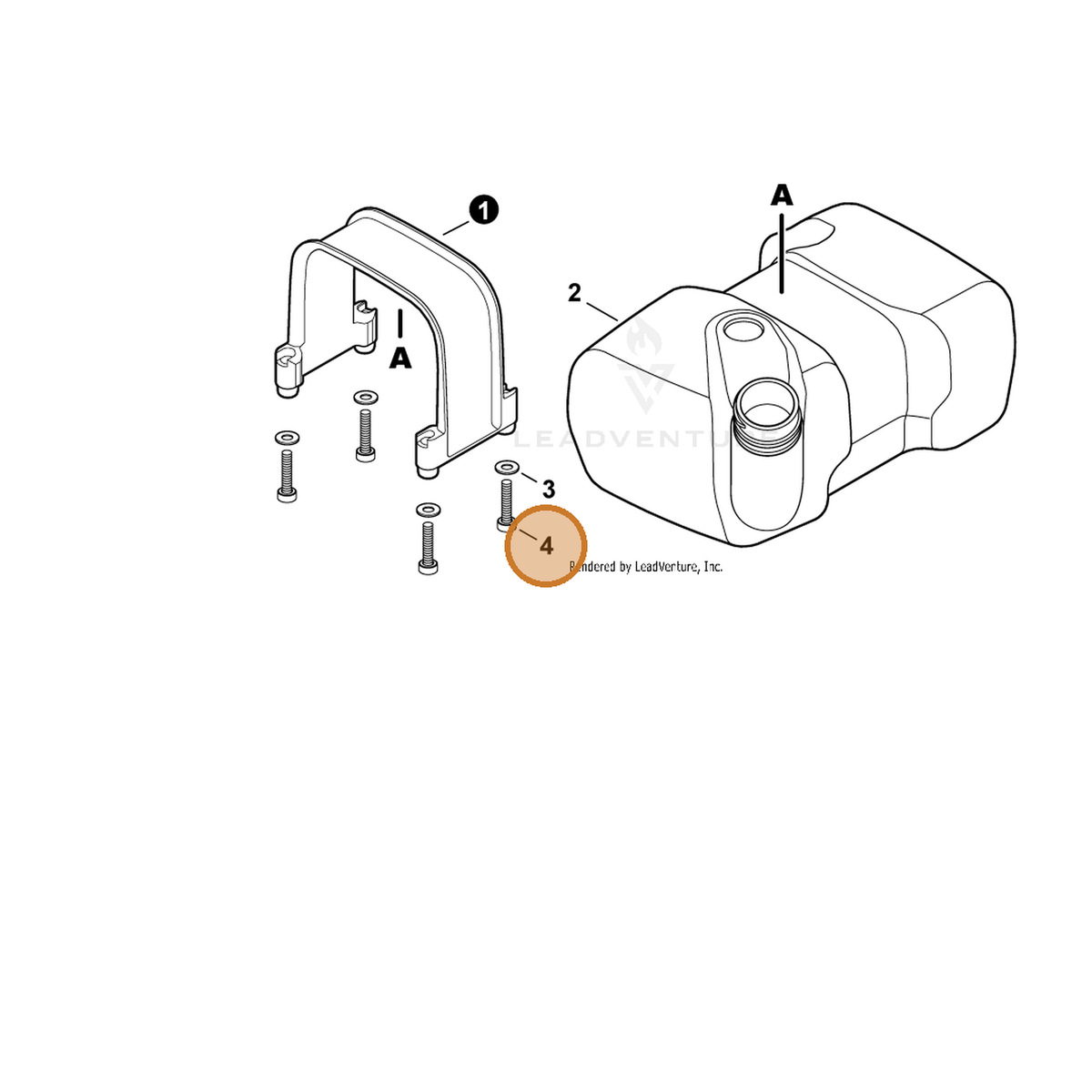 ECHO part V253001030 — IPL diagram snippet (6x zoom, amber highlight)