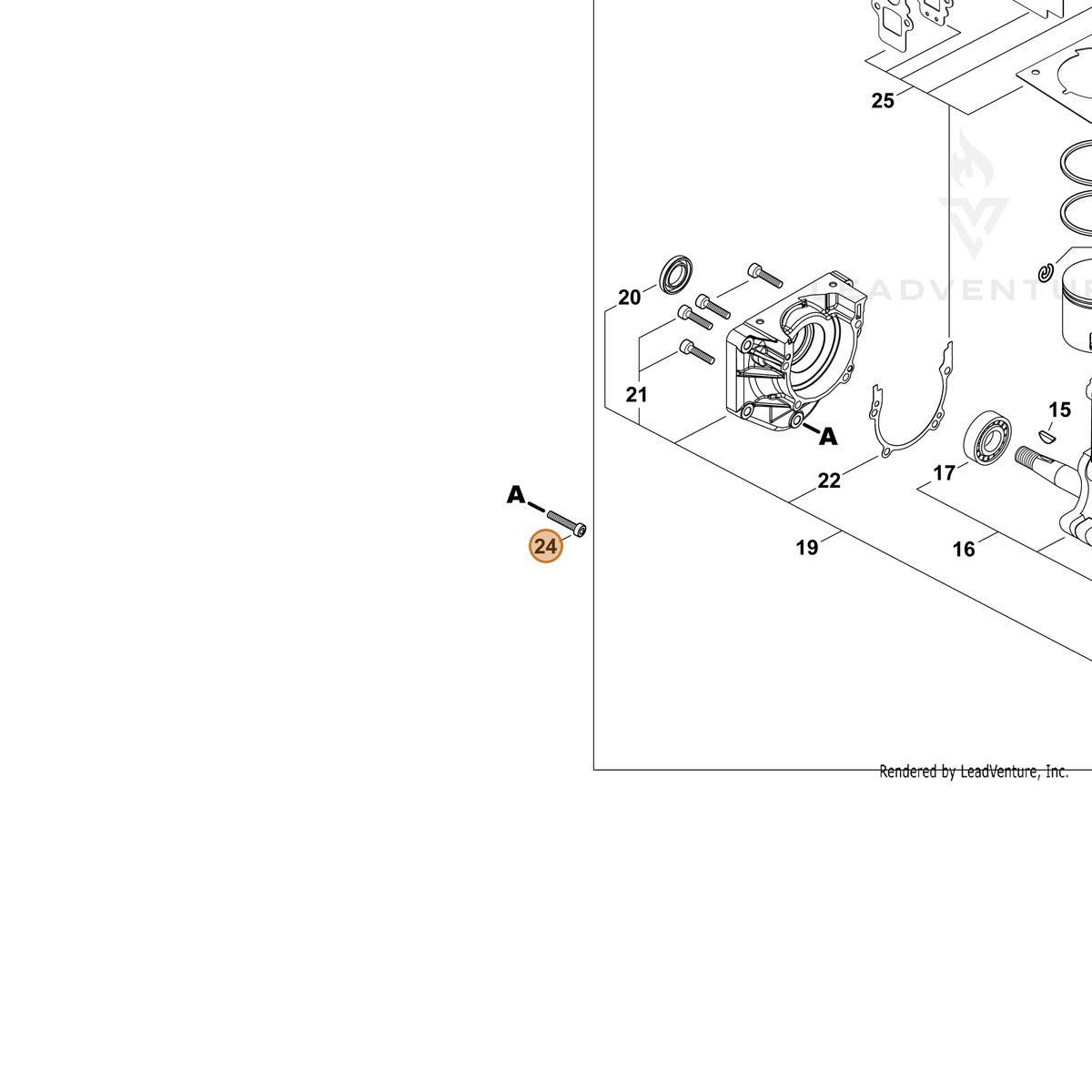 ECHO part V254000220 — IPL diagram snippet (6x zoom, amber highlight)