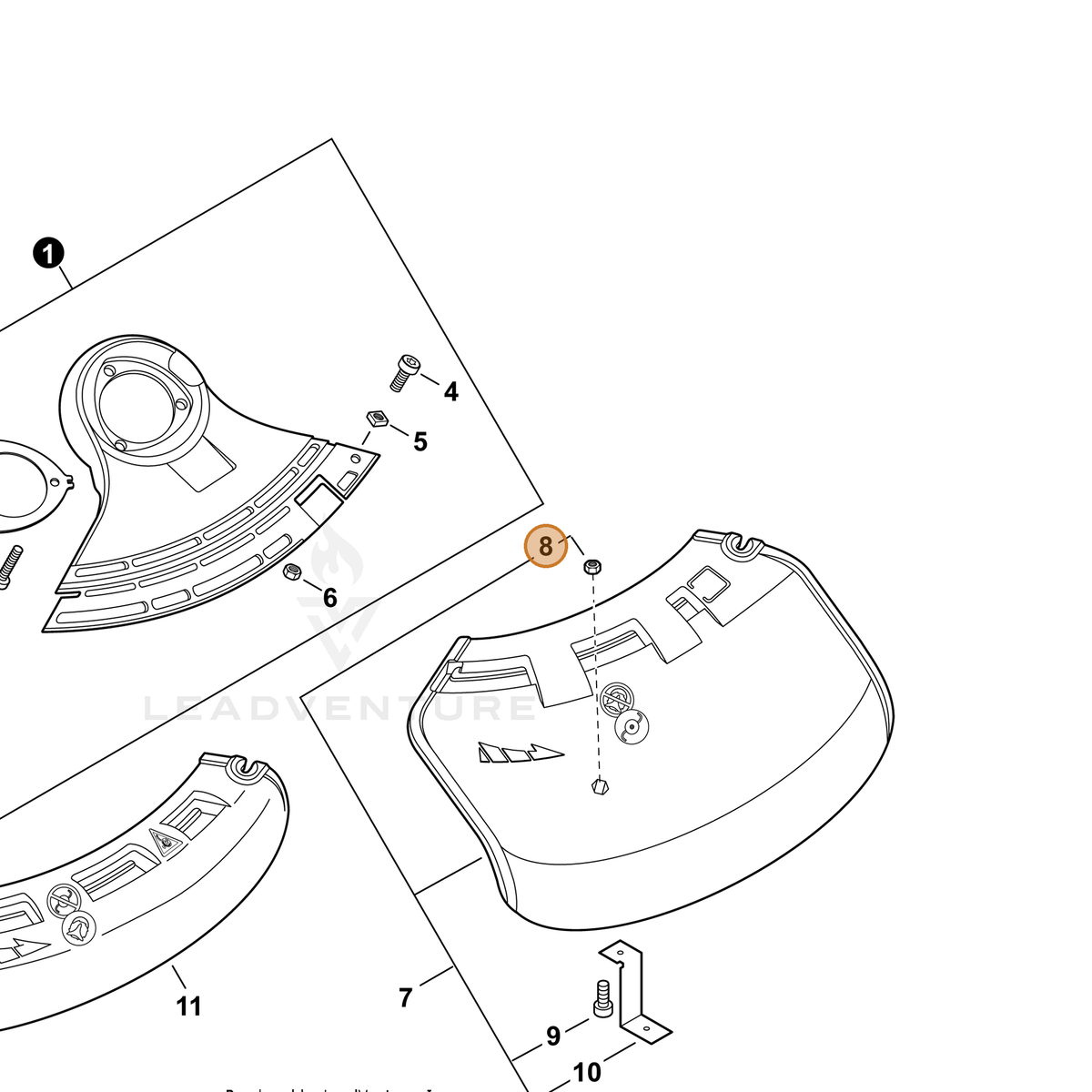 ECHO part V263000020 — IPL diagram snippet (6x zoom, amber highlight)