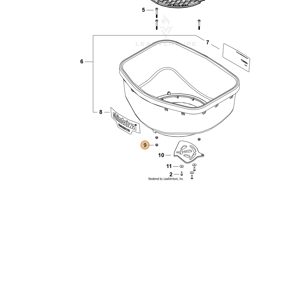 ECHO part V264000540 — IPL diagram snippet (6x zoom, amber highlight)
