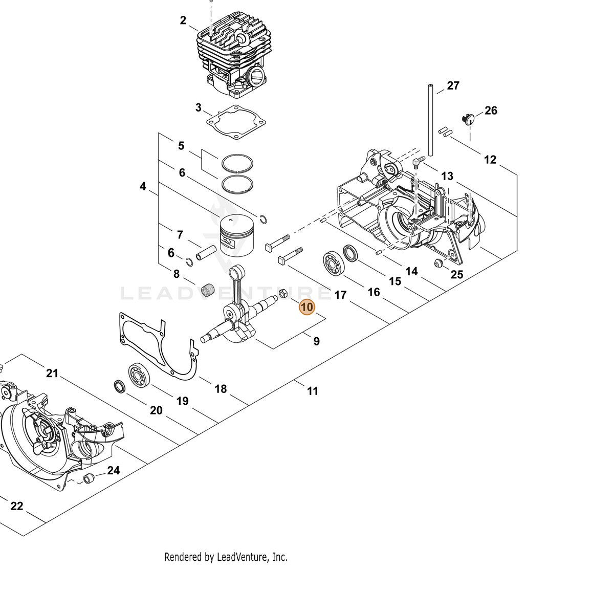 ECHO part V265000211 — IPL diagram snippet (6x zoom, amber highlight)