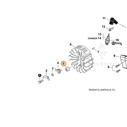 ECHO part V265000220 — IPL diagram snippet (6x zoom, amber highlight)