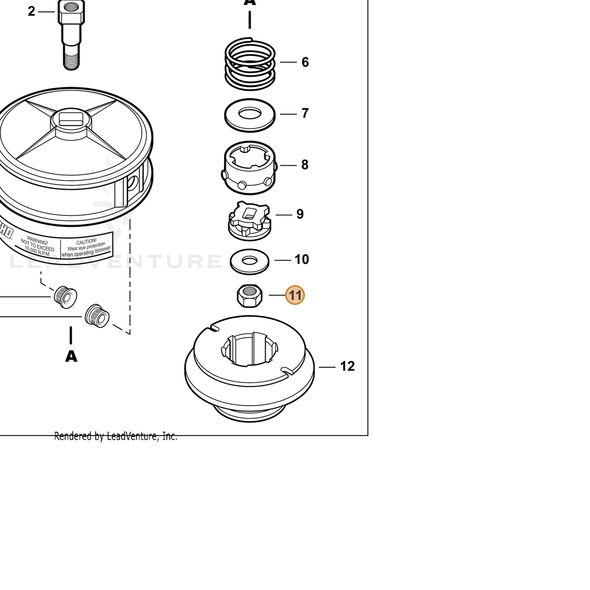ECHO part V265000470 — IPL diagram snippet (6x zoom, amber highlight)