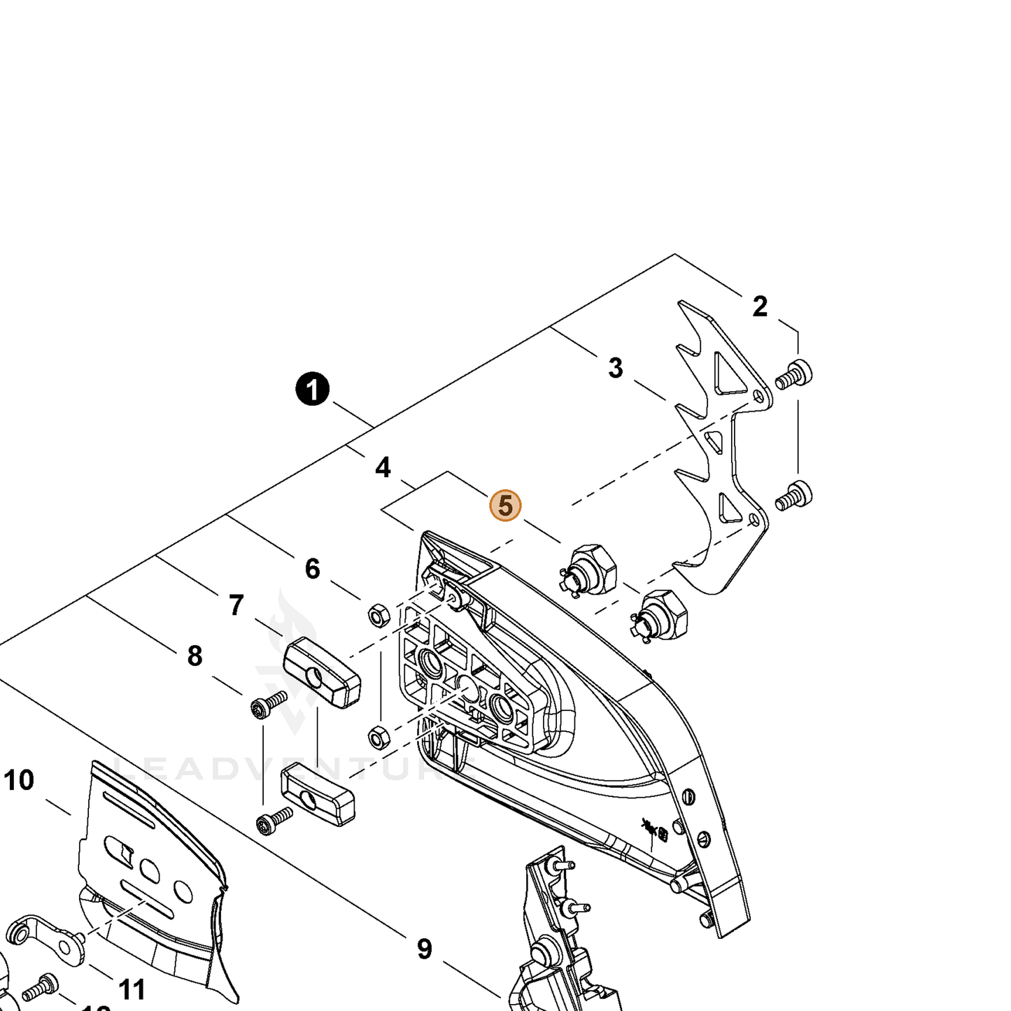 ECHO part V265000660 — IPL diagram snippet (6x zoom, amber highlight)