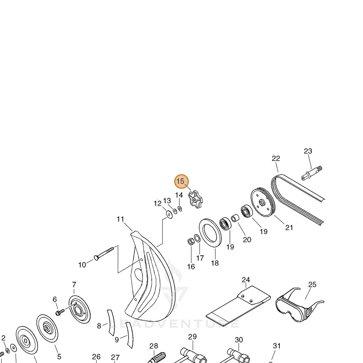 ECHO part V299000210 — IPL diagram snippet (6x zoom, amber highlight)
