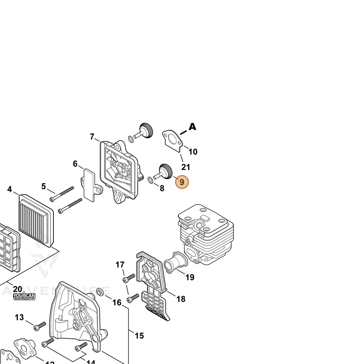 ECHO part V299000640 — IPL diagram snippet (6x zoom, amber highlight)