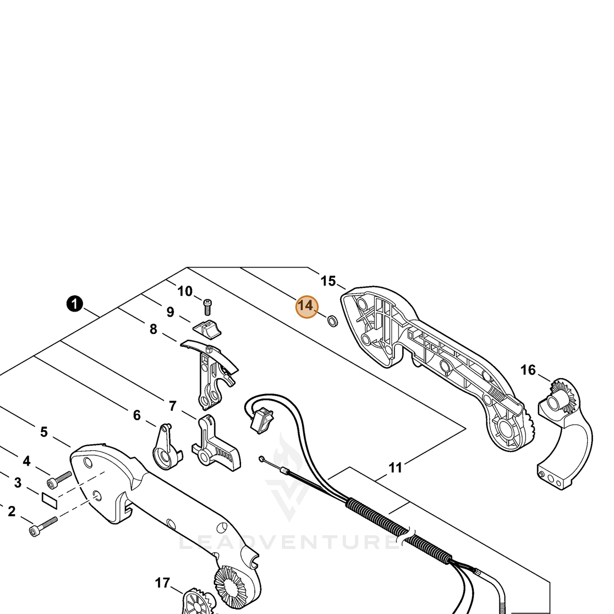 ECHO part V303000100 — IPL diagram snippet (6x zoom, amber highlight)