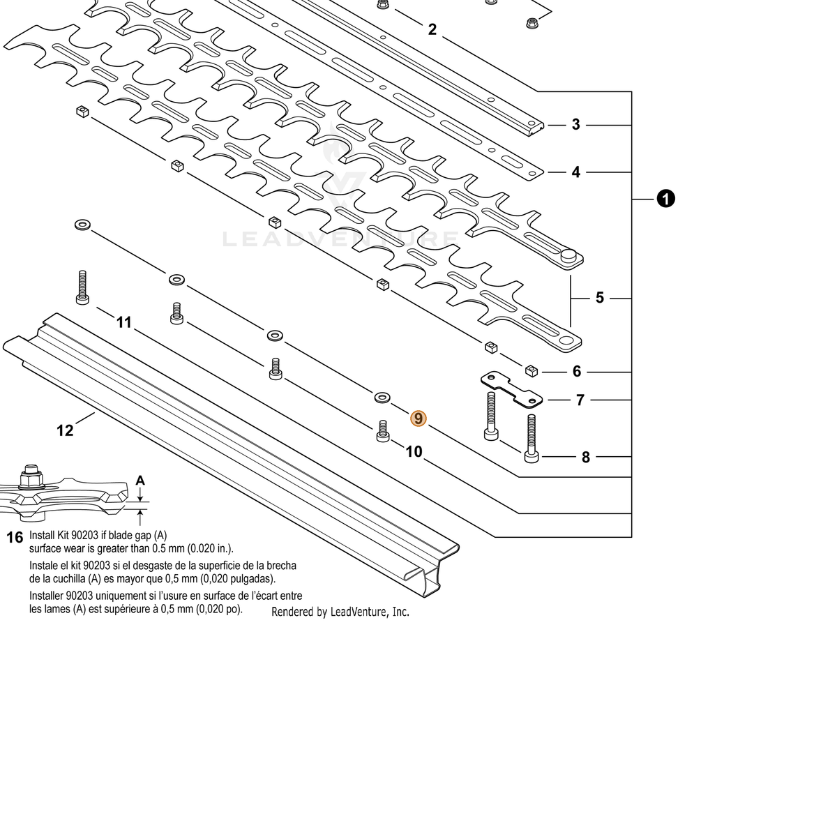 ECHO part V303000290 — IPL diagram snippet (6x zoom, amber highlight)