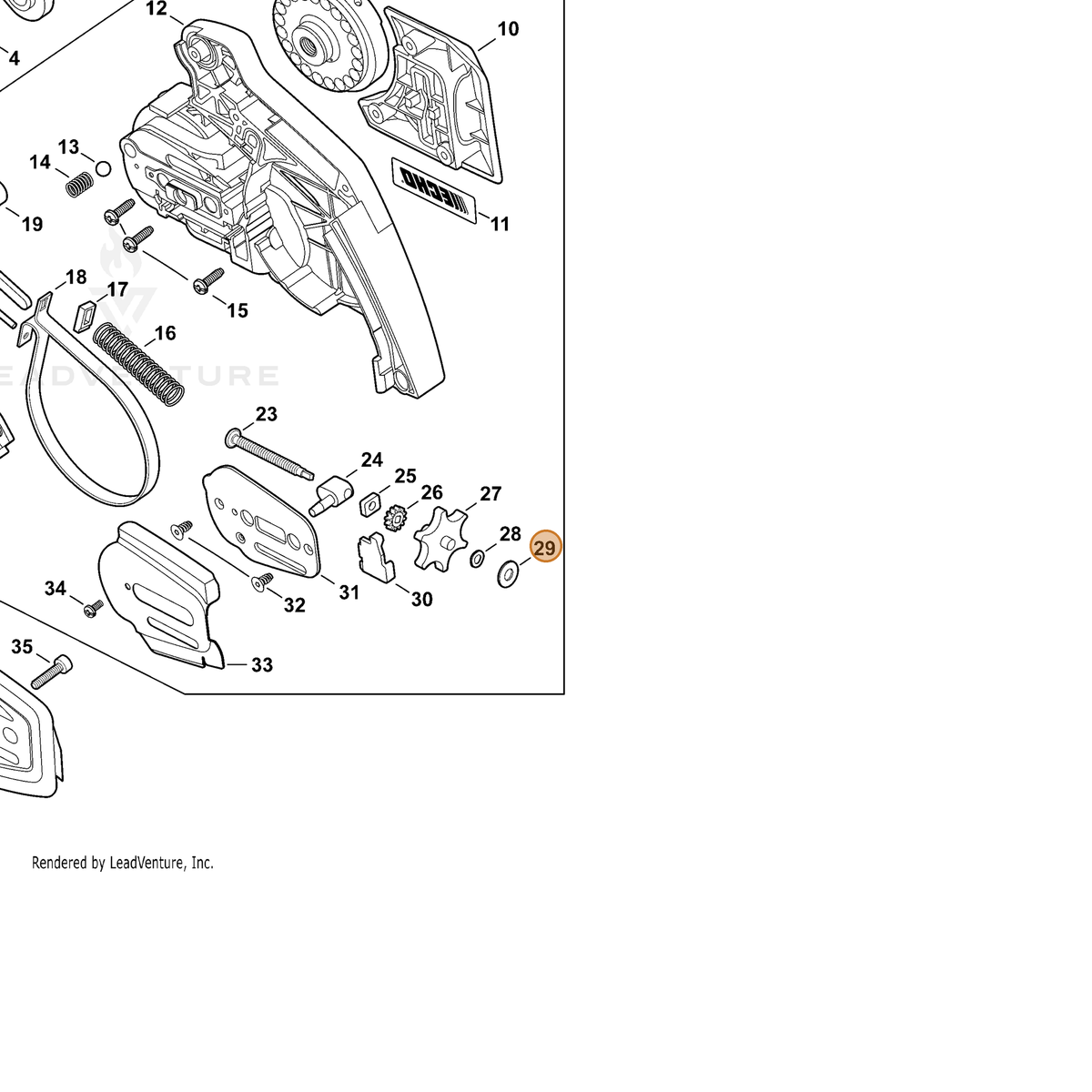 ECHO part V303000360 — IPL diagram snippet (6x zoom, amber highlight)