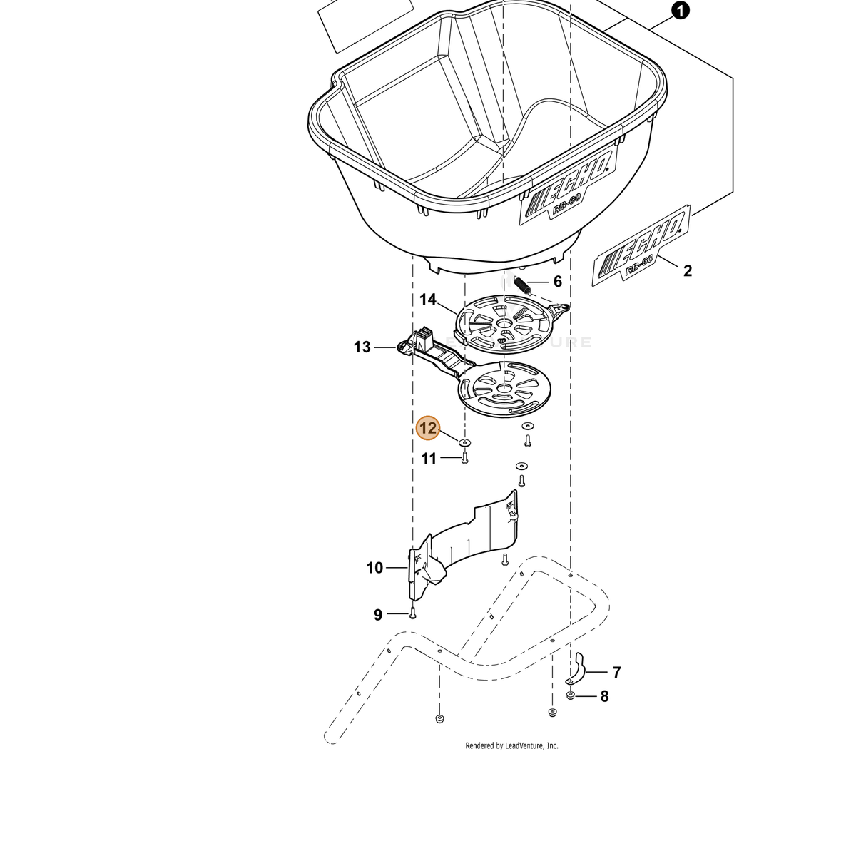 ECHO part V303000390 — IPL diagram snippet (6x zoom, amber highlight)