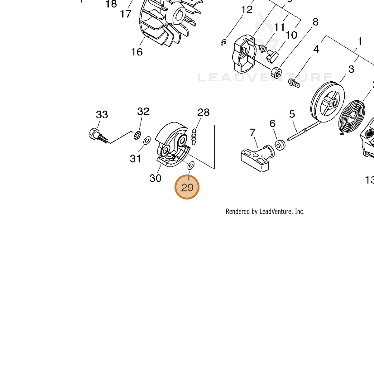 ECHO part V304000010 — IPL diagram snippet (6x zoom, amber highlight)