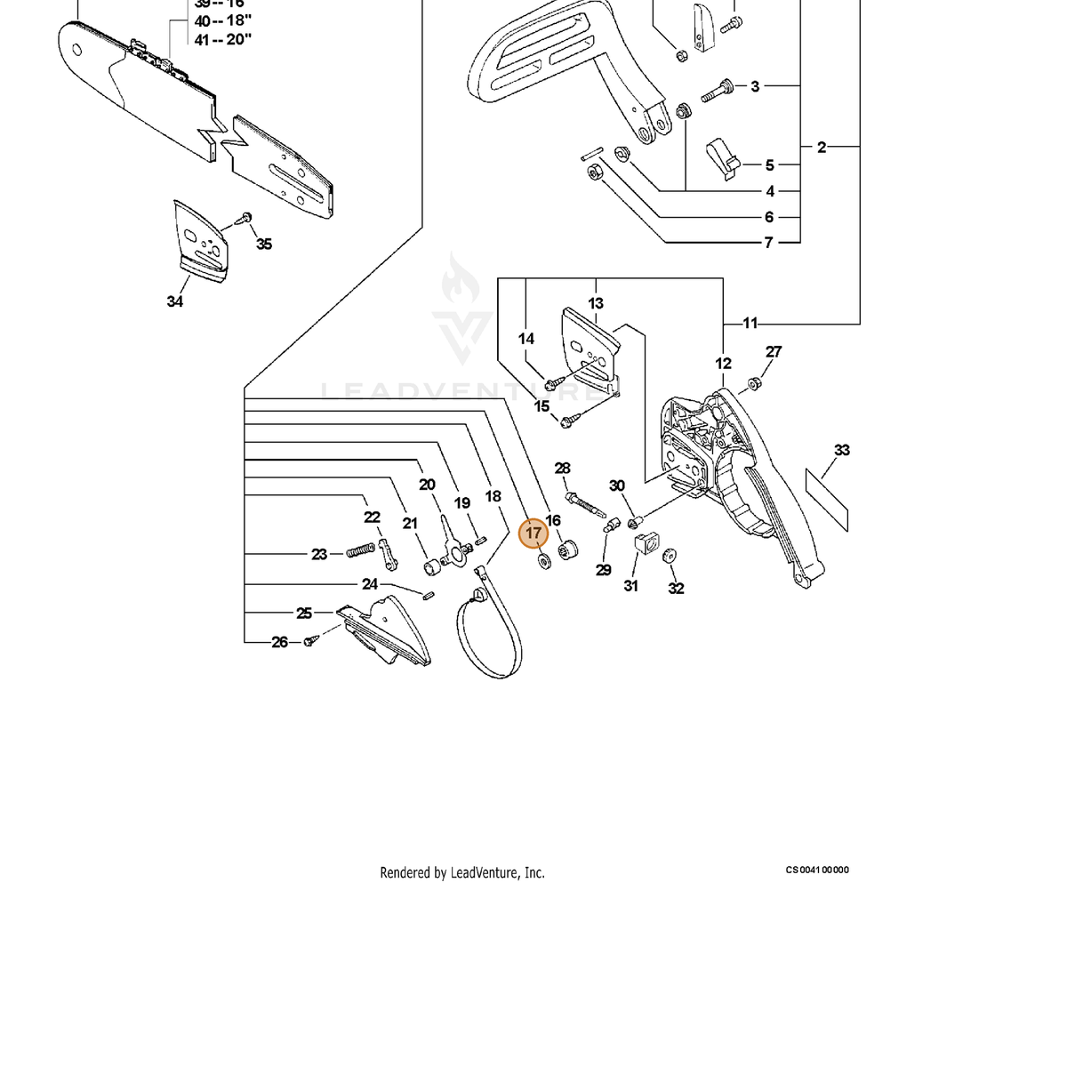 ECHO part V304000090 — IPL diagram snippet (6x zoom, amber highlight)