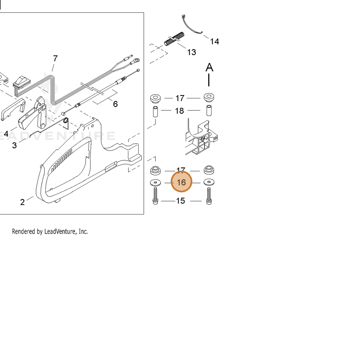 Echo part V304000320 — IPL diagram snippet (6x zoom, amber highlight)