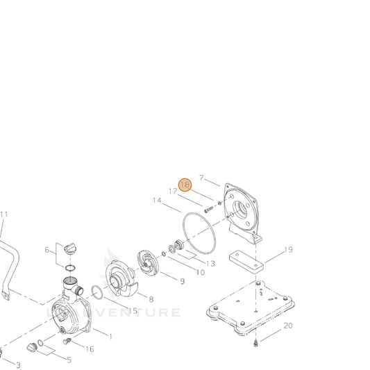 Echo part V304000330 — IPL diagram snippet (6x zoom, amber highlight)