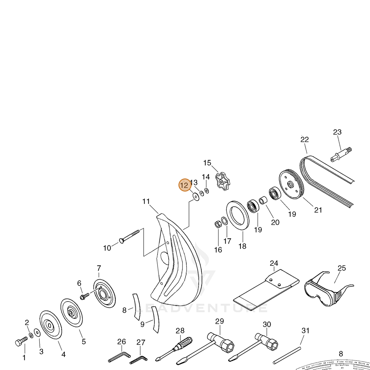 ECHO part V306000110 — IPL diagram snippet (6x zoom, amber highlight)