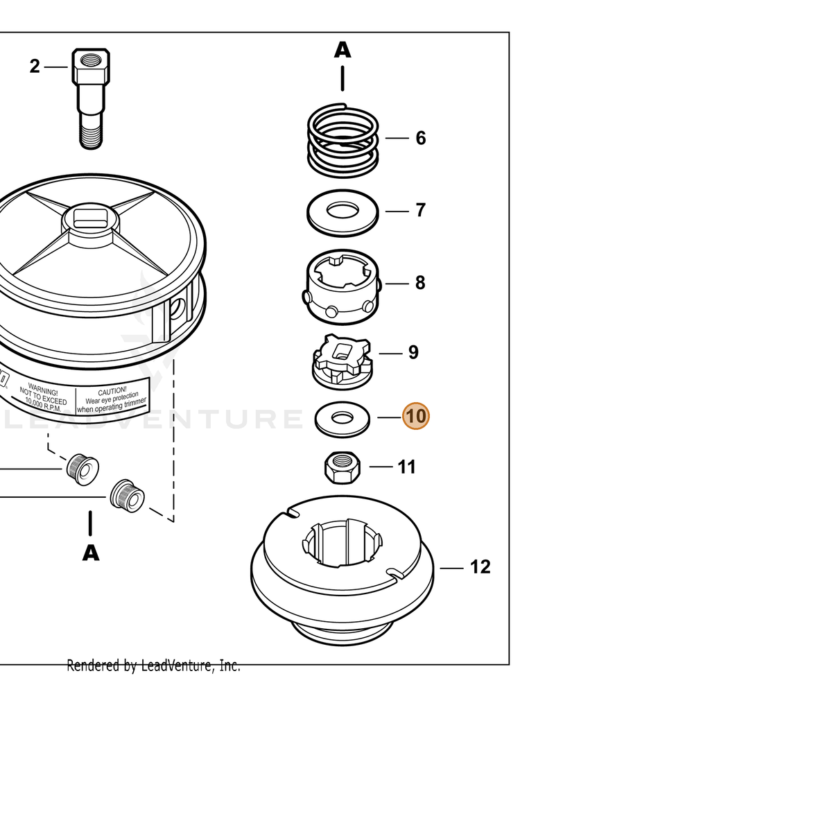 ECHO part V306000130 — IPL diagram snippet (6x zoom, amber highlight)