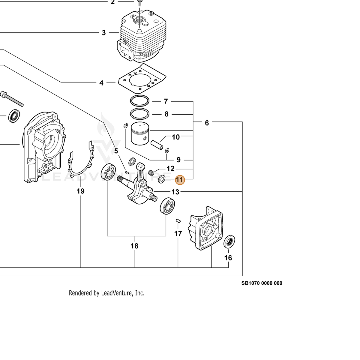 ECHO part V307000060 — IPL diagram snippet (6x zoom, amber highlight)