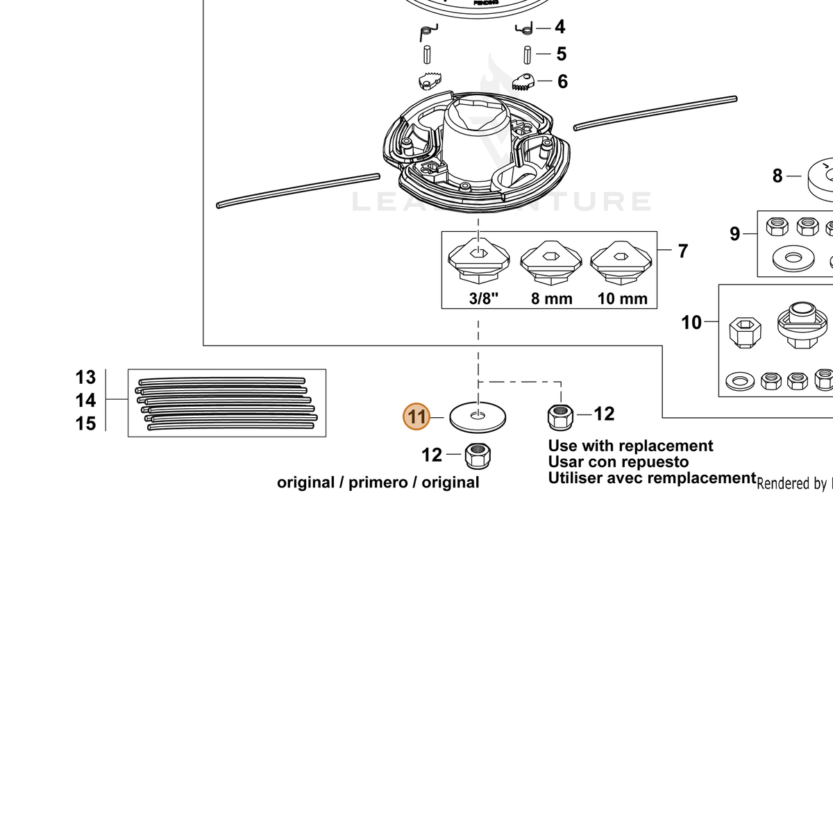 ECHO part V307000080 — IPL diagram snippet (6x zoom, amber highlight)