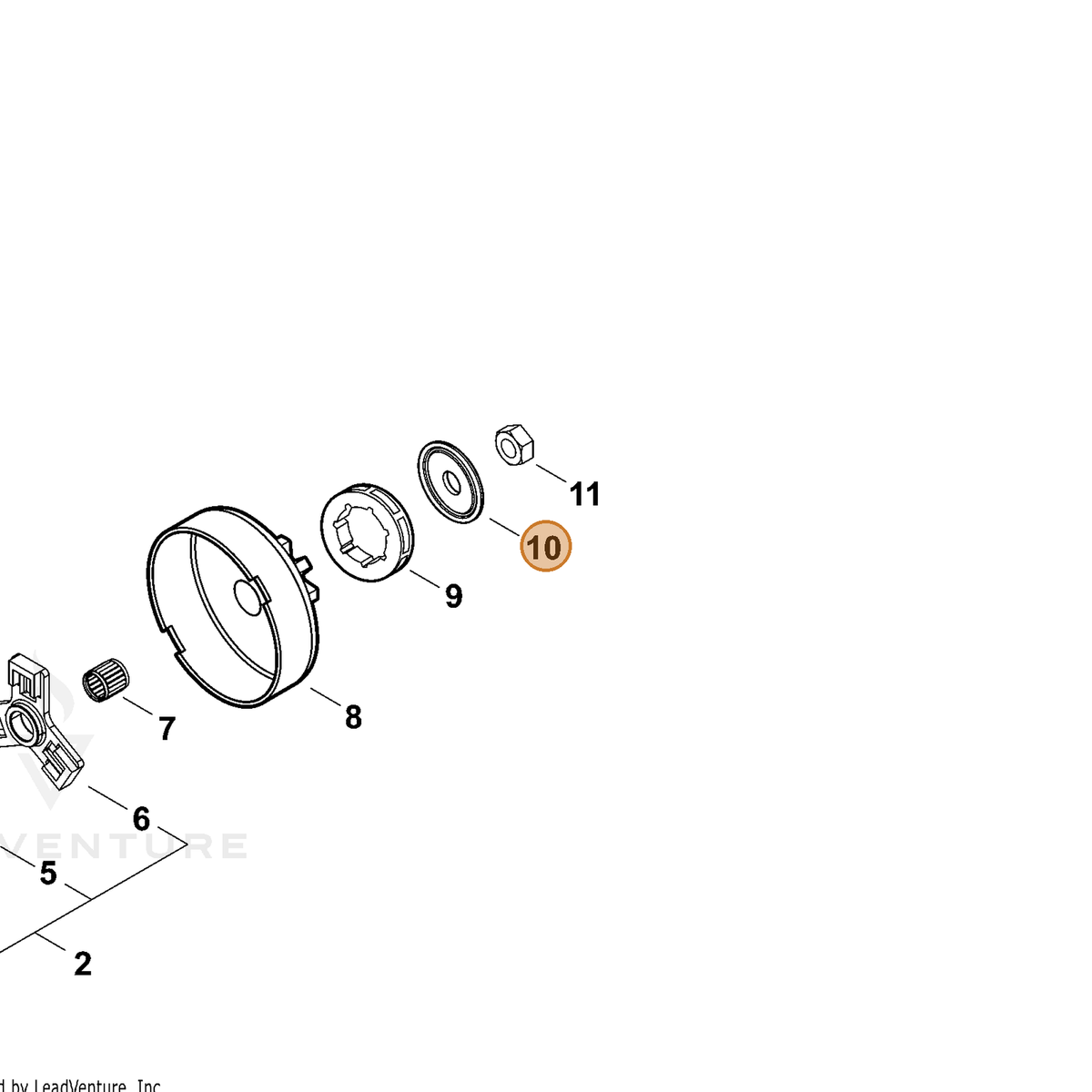 ECHO part V307000451 — IPL diagram snippet (6x zoom, amber highlight)