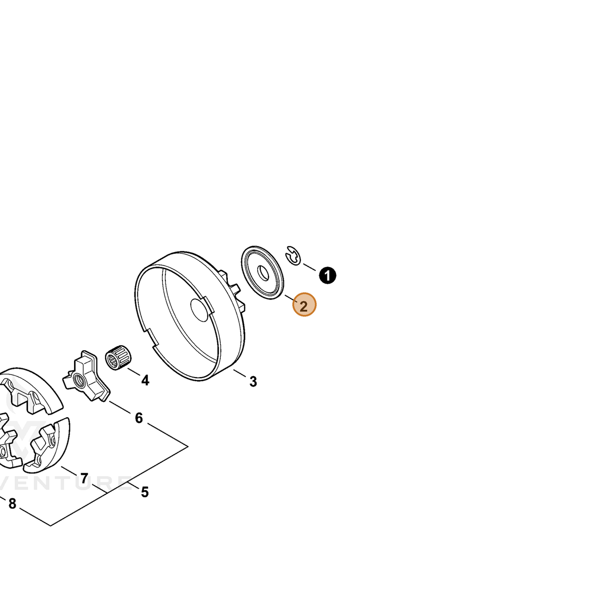 ECHO part V307000510 — IPL diagram snippet (6x zoom, amber highlight)
