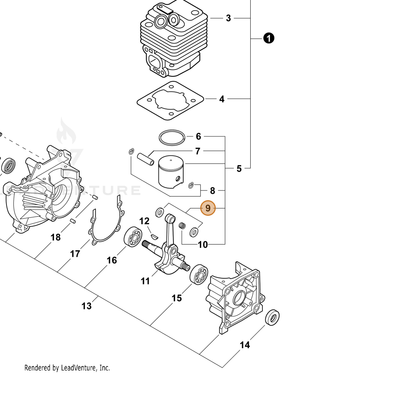 ECHO part V307000530 — IPL diagram snippet (6x zoom, amber highlight)