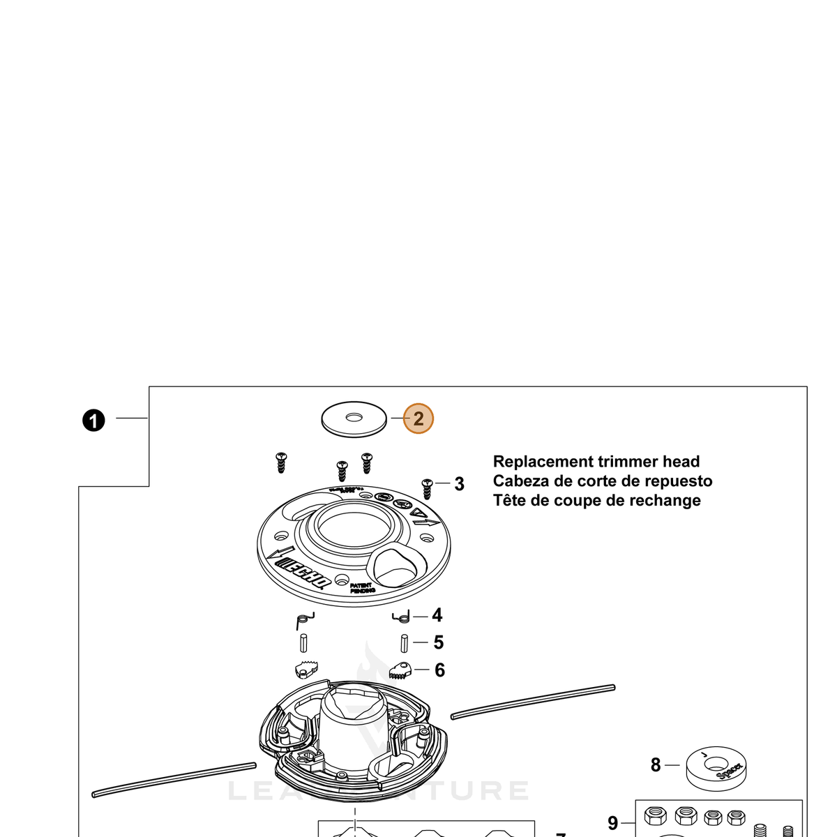ECHO part V307000600 — IPL diagram snippet (6x zoom, amber highlight)