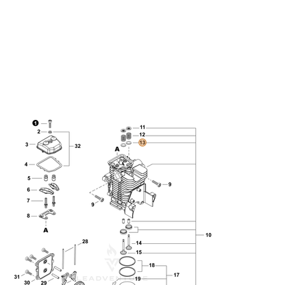 Echo part V307000650 — IPL diagram snippet (6x zoom, amber highlight)