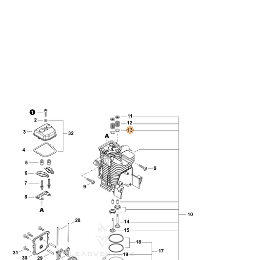 Echo part V307000650 — IPL diagram snippet (6x zoom, amber highlight)
