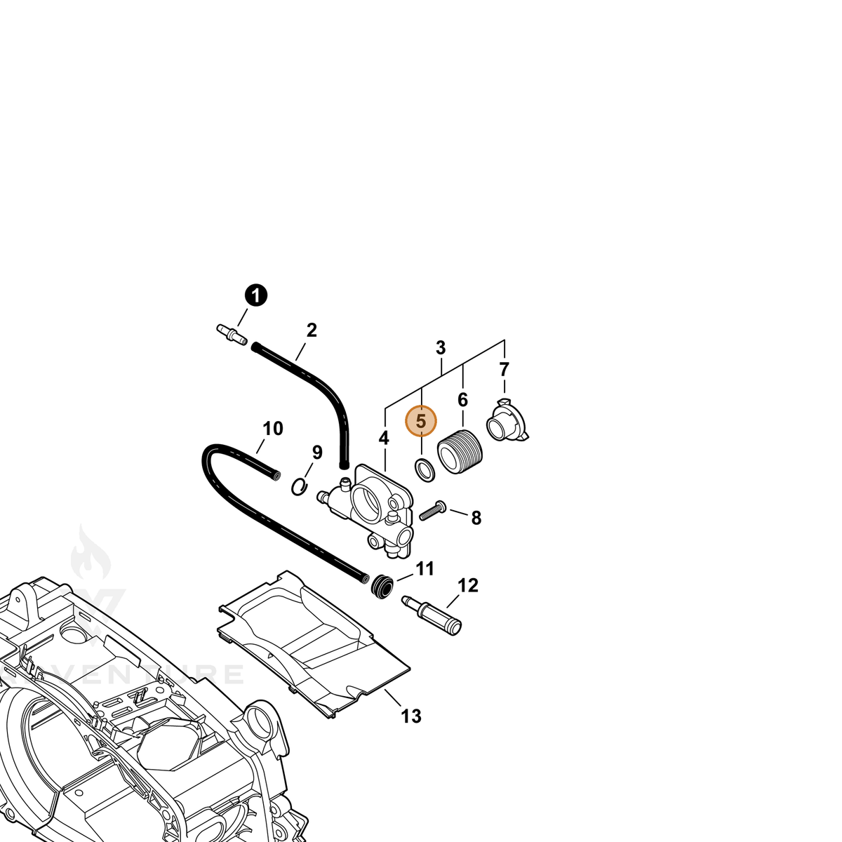 ECHO part V308000030 — IPL diagram snippet (6x zoom, amber highlight)