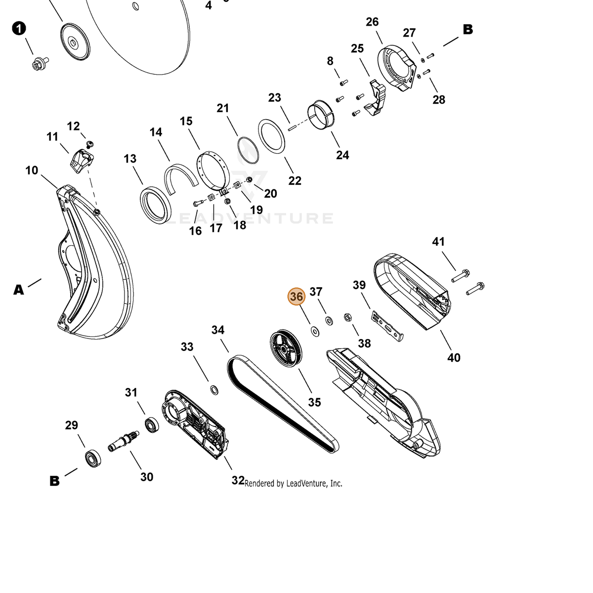 ECHO part V308000120 — IPL diagram snippet (6x zoom, amber highlight)