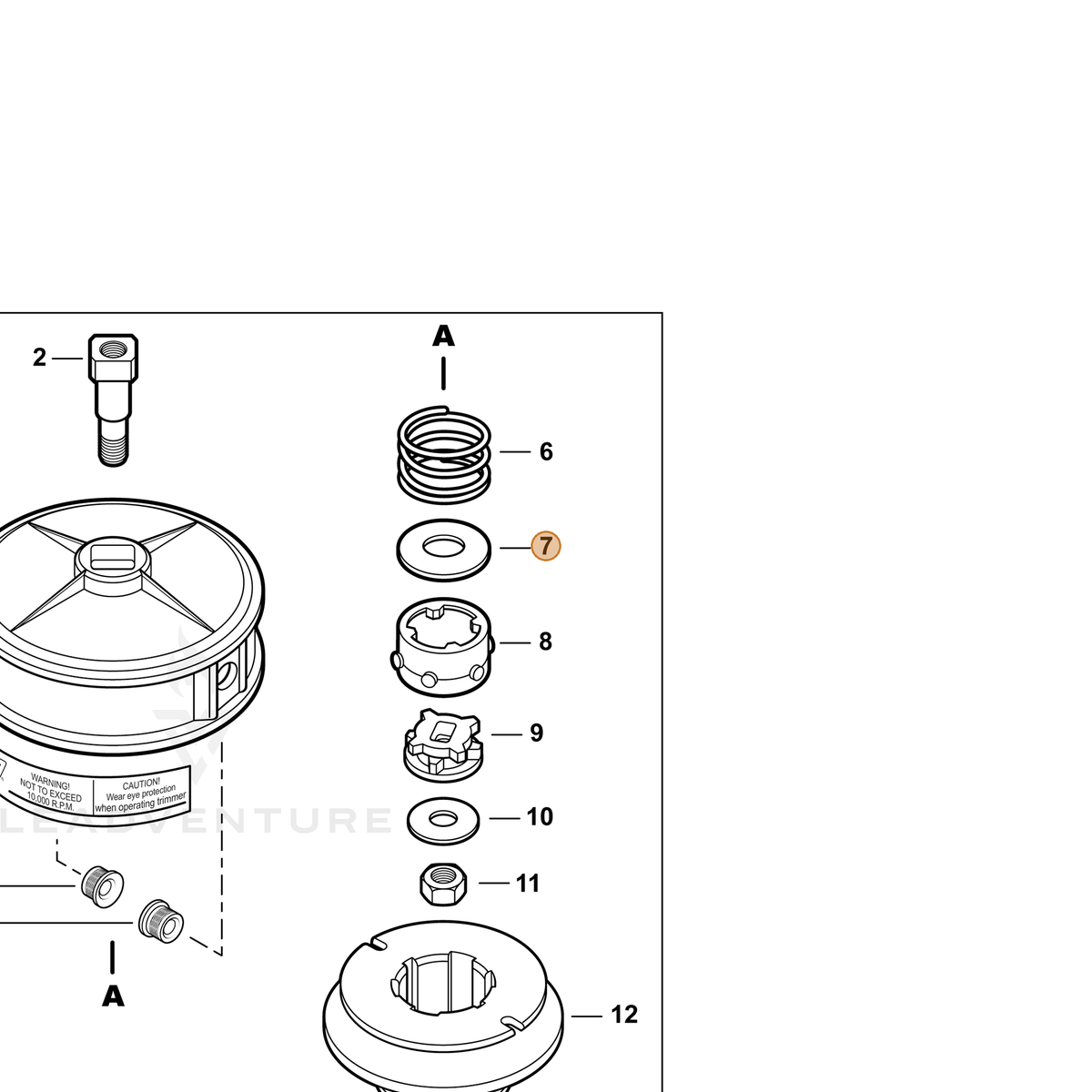 ECHO part V310000060 — IPL diagram snippet (6x zoom, amber highlight)