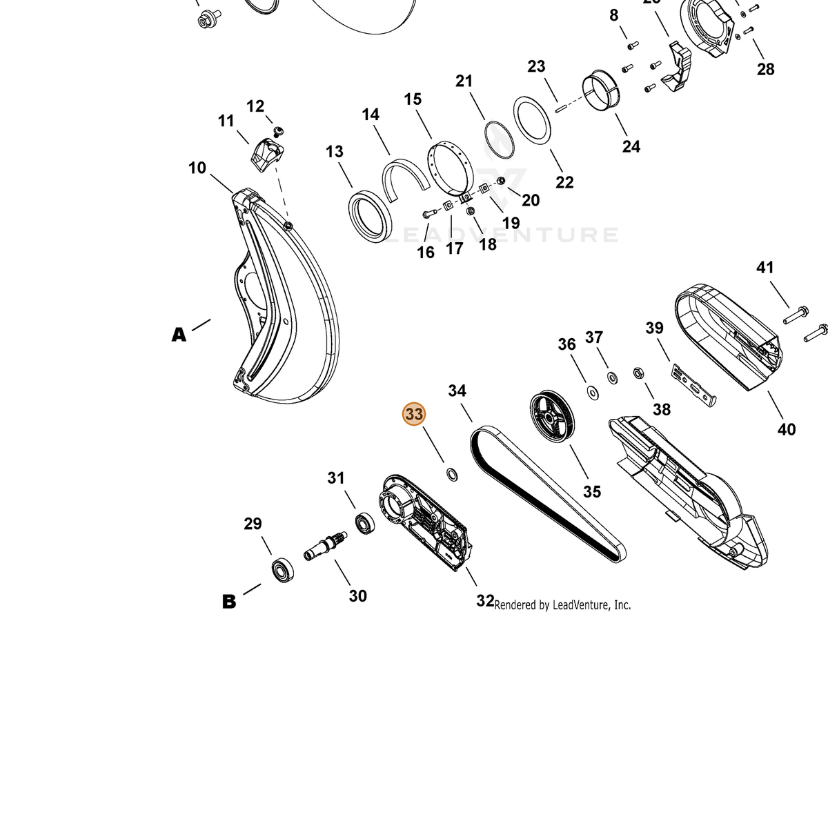 ECHO part V310000130 — IPL diagram snippet (6x zoom, amber highlight)