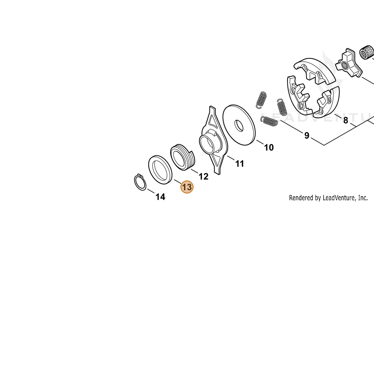 ECHO part V311000090 — IPL diagram snippet (6x zoom, amber highlight)