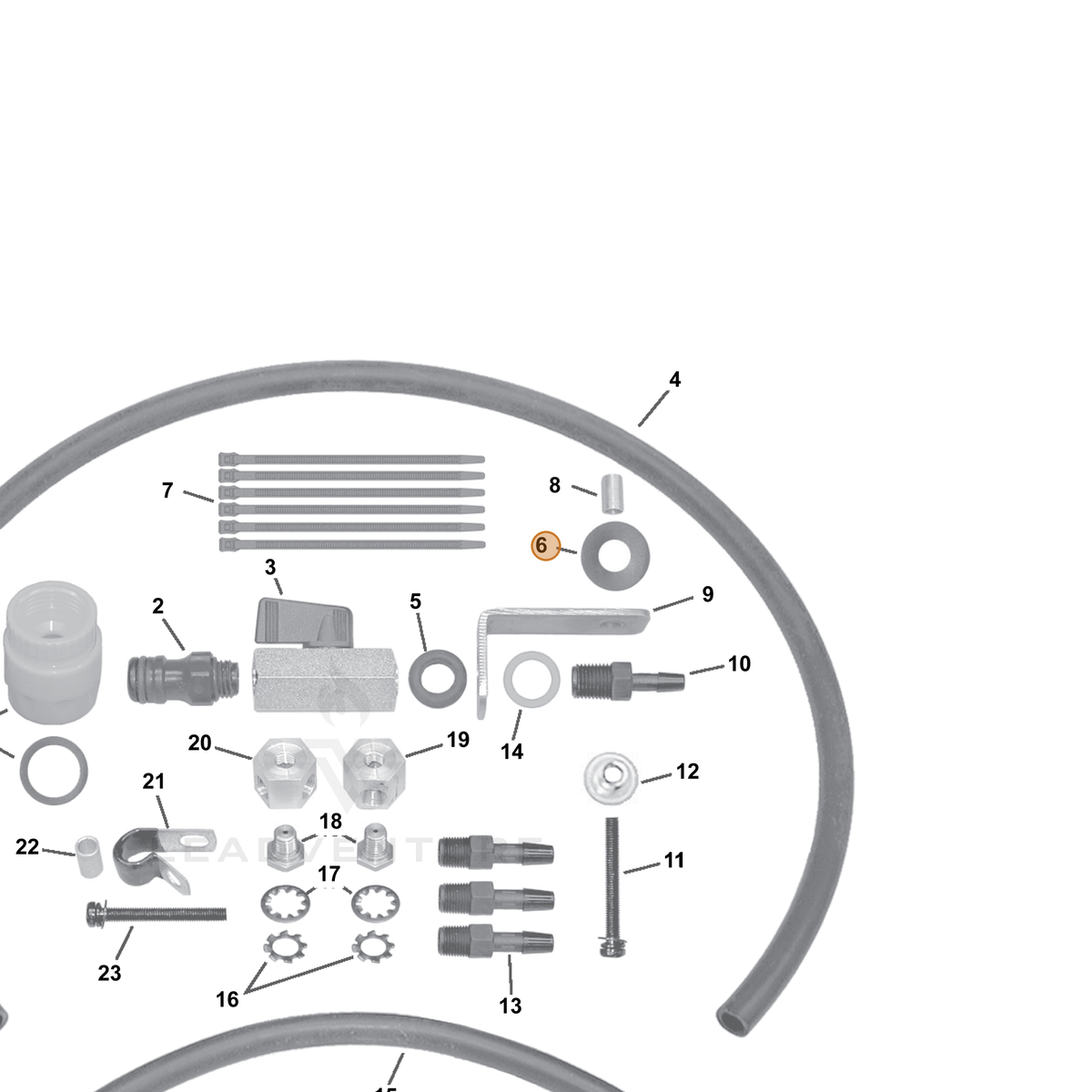 ECHO part V325000000 — IPL diagram snippet (6x zoom, amber highlight)