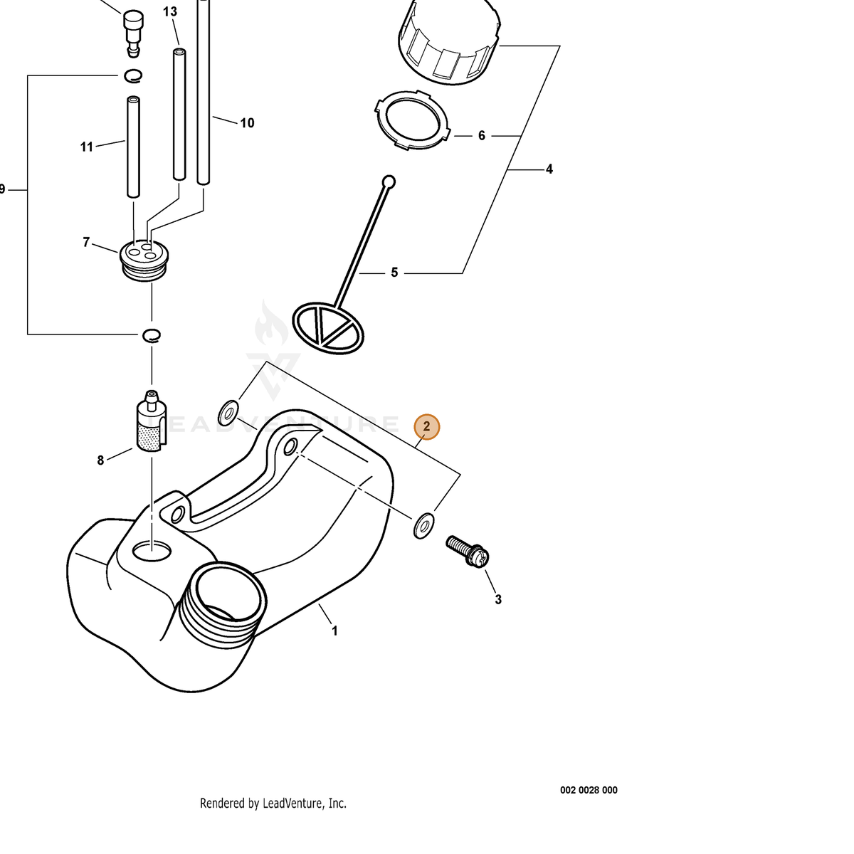 ECHO part V325000010 — IPL diagram snippet (6x zoom, amber highlight)