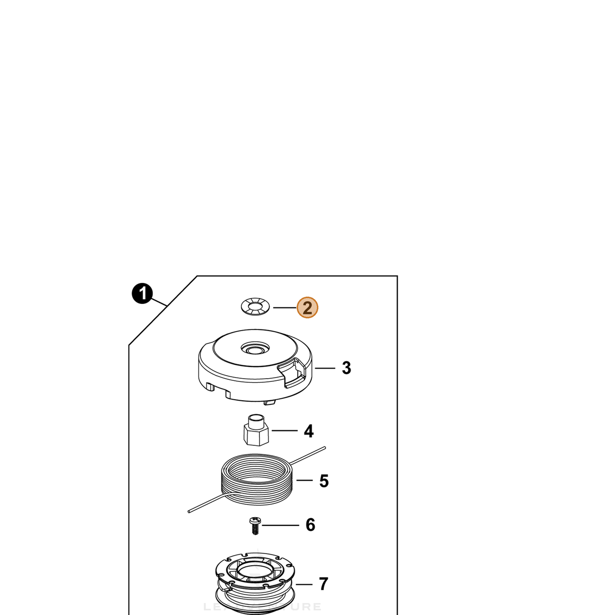 ECHO part V332000020 — IPL diagram snippet (6x zoom, amber highlight)