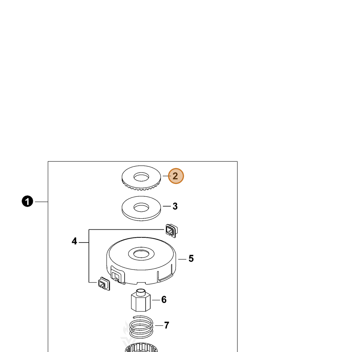 ECHO part V332000090 — IPL diagram snippet (6x zoom, amber highlight)