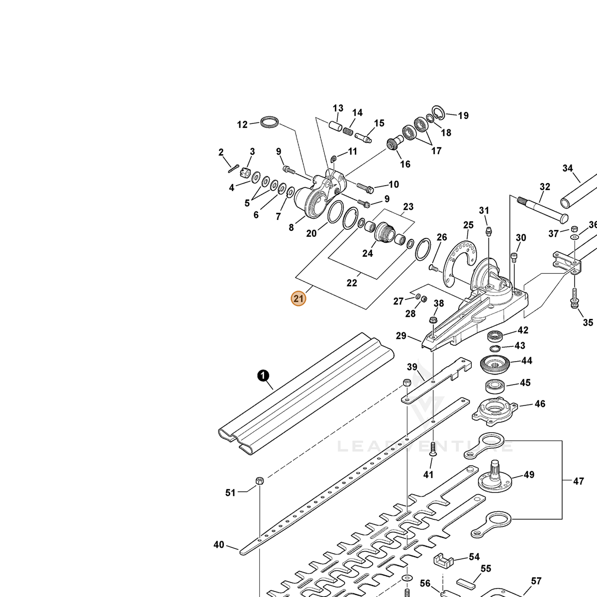 ECHO part V340000120 — IPL diagram snippet (6x zoom, amber highlight)