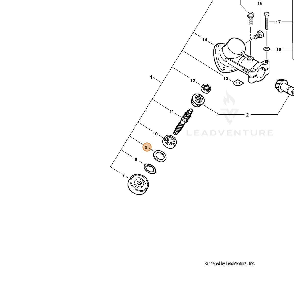 ECHO part V340000130 — IPL diagram snippet (6x zoom, amber highlight)