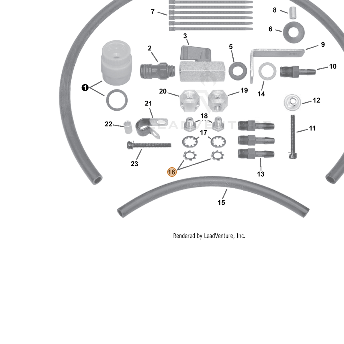 ECHO part V340000150 — IPL diagram snippet (6x zoom, amber highlight)