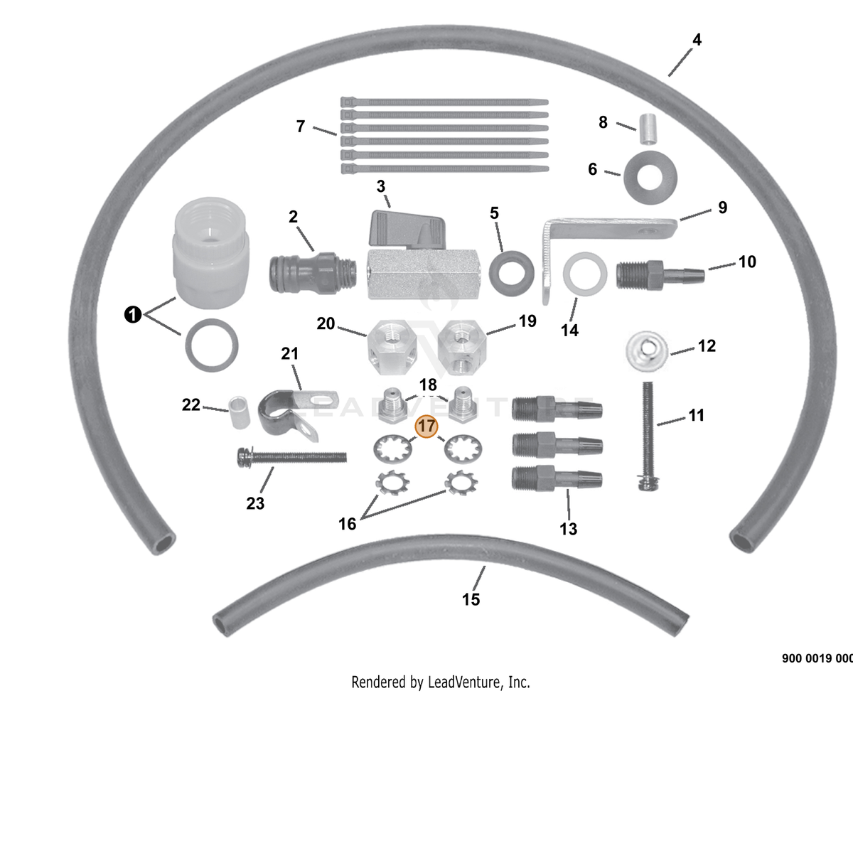 ECHO part V340000160 — IPL diagram snippet (6x zoom, amber highlight)