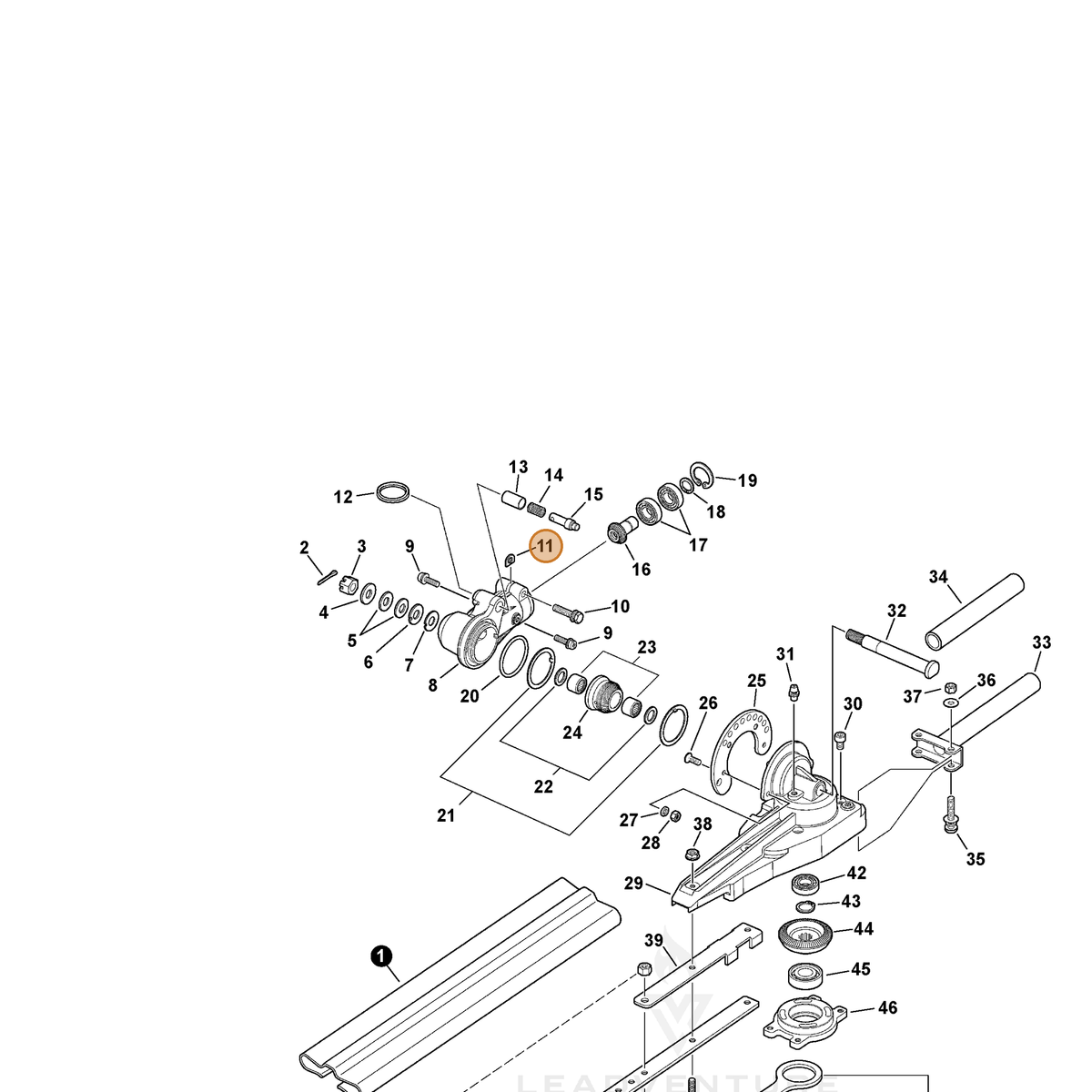 ECHO part V340000170 — IPL diagram snippet (6x zoom, amber highlight)