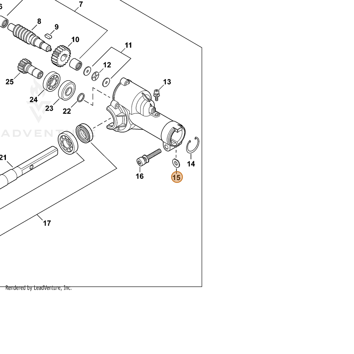 ECHO part V340000220 — IPL diagram snippet (6x zoom, amber highlight)